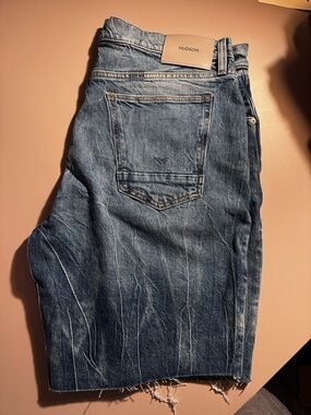 HUDSON Men's Blue Distressed Denim Shorts NWOT